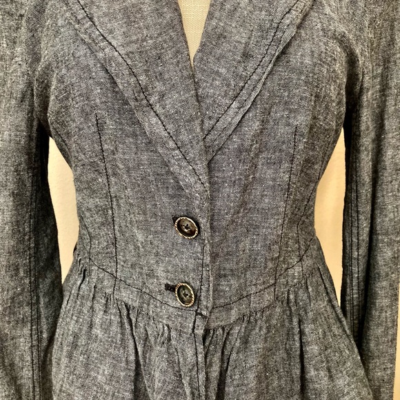 Vintage Free People Victorian Ruffle Back Jacket, Sz Medium, Charcoal Gray, RARE - Picture 8 of 14